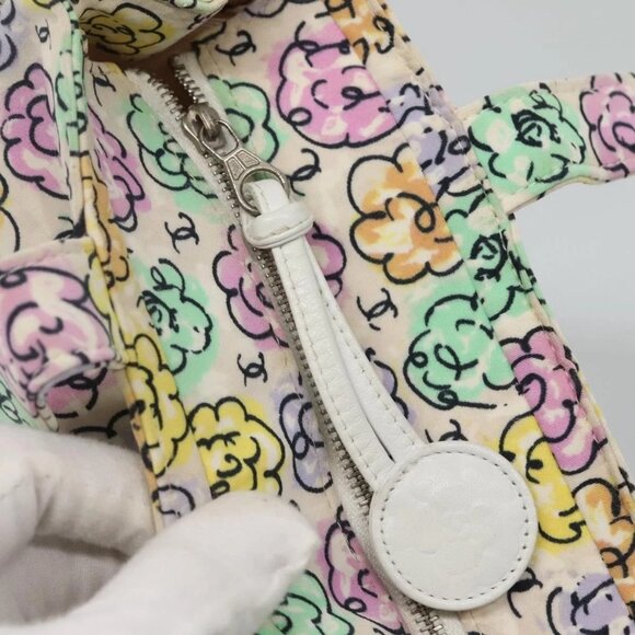 CHANEL Tote Bag Nylon White Silver CC Auth - Picture 9 of 15